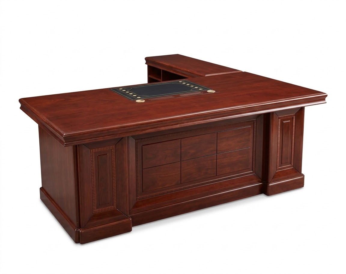 Executive Table-Mahogany Veneer. L-Shape 2m