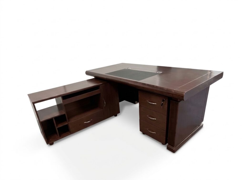Executive Table-Mahogany Veneer. L-Shape 2m