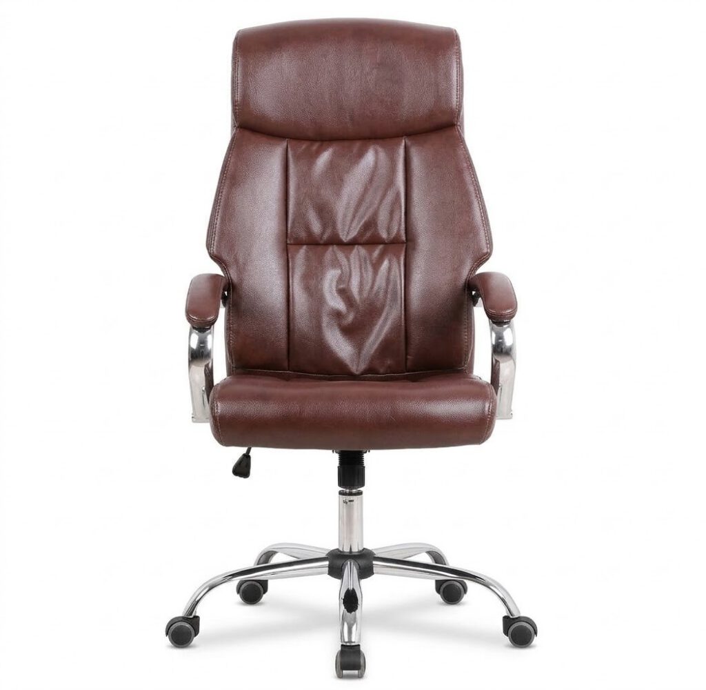 Brown Leather High-Back Office Chair