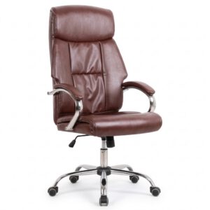 Brown Leather High-Back Office Chair