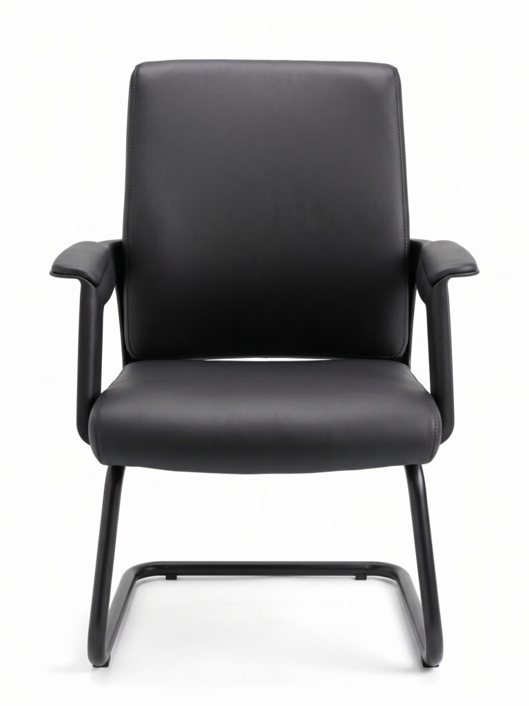 Visitors Black Leather Office Chair